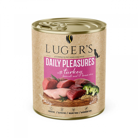 Caini - LUGER&#039;S HRANA UMEDA CONSERVA CAINI CU CURCAN &amp; BROCCOLI 800G