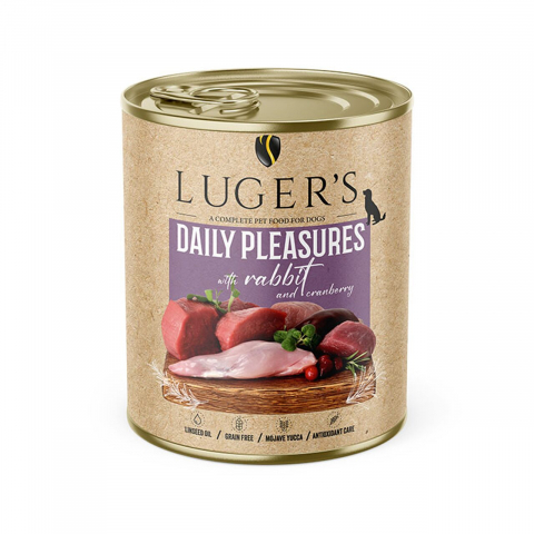 Caini - LUGER&#039;S HRANA UMEDA CONSERVA CAINI CU IEPURE &amp; MERISOR 800G
