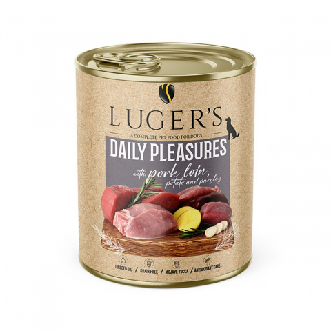 Caini - LUGER&#039;S HRANA UMEDA CONSERVA CAINI CU PORC &amp; CARTOF 800G