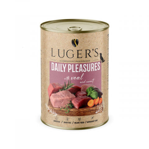 Hrana umeda caini - LUGER&#039;S HRANA UMEDA CONSERVA CAINI CU VITEL &amp; MORCOV 400G