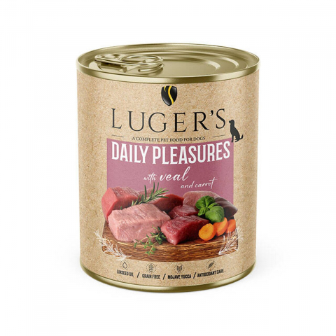 Caini - LUGER&#039;S HRANA UMEDA CONSERVA CAINI CU VITEL &amp; MORCOV 800G