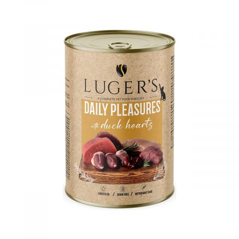 Hrana umeda caini - LUGER&#039;S HRANA UMEDA CONSERVA PISICI CU INIMI DE RATA 400G
