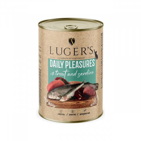 Caini - LUGER&#039;S HRANA UMEDA CONSERVA PISICI CU PASTRAV &amp; SARDINA 400G