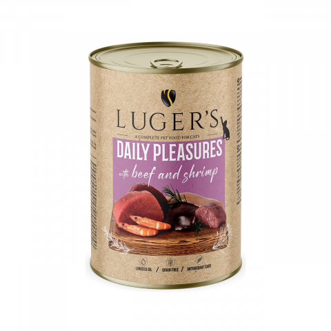 Conserve caini - LUGER&#039;S HRANA UMEDA CONSERVA PISICI CU VITA &amp; CREVETI 400G