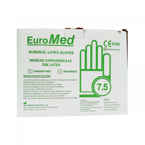 Echipamente protectie - MANUSI CHIRURGICALE NEPUDRATE ALBE (50 BUC/BAX) MARIME 7,5