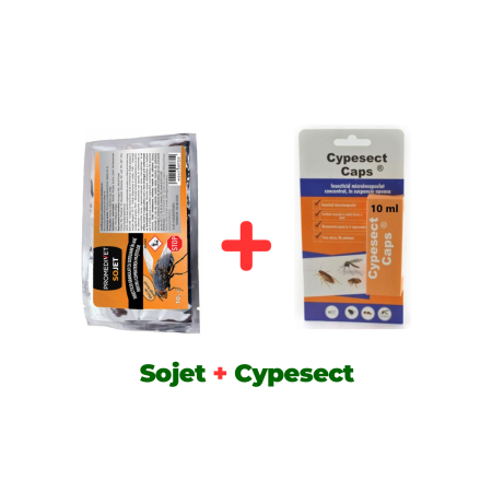 Insecticide - Insecticid, fară miros, împotriva muștelor, Sojet 10 gr + Insecticid concentrat Cypesect Caps 10 ml, fără miros, eficient contra gândacilor, ploșnițelor și puricilor