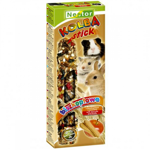Hrana veverite - NESTOR ROZATOARE STICK BISCUITI SI FRUCTE (CUT 2 BUC)/GB