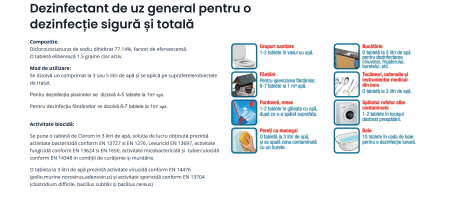 Pastile fântână, dezinfecție apă, cloramină pastile, Clorom 50 comprimate [1]