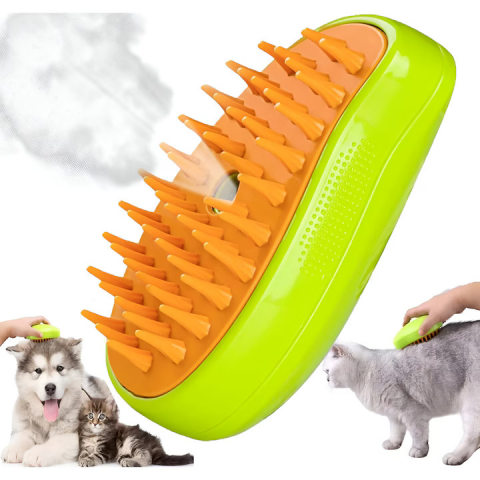 Ingrjire pisici - Perie 3 in 1 pentru Animale de Companie, cu Aburi, Pulverizator si Dozator Integrat, Ingrijire Pisici si Caini, Reincarcare USB