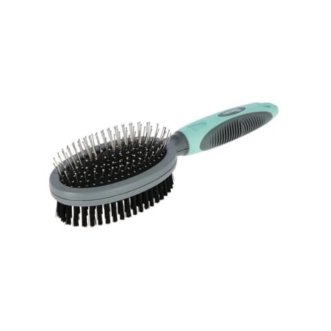 Caini - PERIE DUBLA OVALA PENTRU CAINI KERBL 24x7CM TURQUOISE/GREY