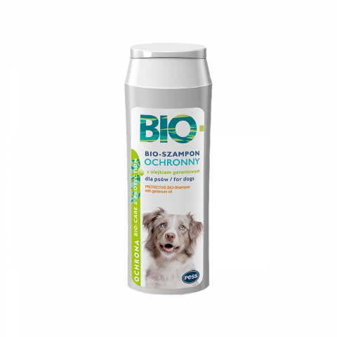 Farmacie veterinara - PESS BIO SAMPON ANTIPARAZITAR CU ULEI DE GERANIUM PENTRU CAINI 200ML