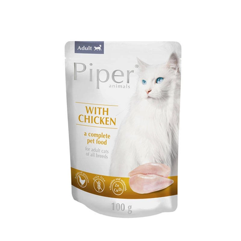 Pisici - Hrană umedă pentru pisici cu pui, Piper, 100 gr
