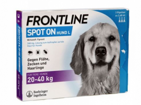 Caini - Pipeta antiparazitara Frontline pentru caini intre 20-40 kg ( 1 pipeta )