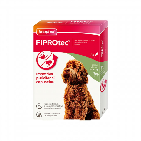Farmacie veterinara - PIPETA ANTIPARAZITARA PENTRU CAINI FIPROTEC BEAPHAR L 20-40KG (3PIPx2.68ML/CUT)