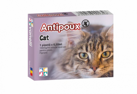 Farmacie veterinara - PIPETA ANTIPARAZITARA PURICI, CAPUSE PENTRU PISICI, ANTIPOUX CAT (CUTIE X 1PIP)