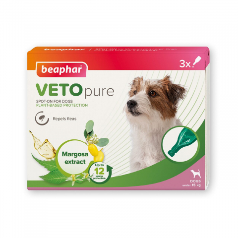 Farmacie veterinara - PIPETE ANTIPARAZITARE PENTRU CAINI &lt;15KG BEAPHAR VETOPURE SPOT-ON S (3PIP/CUT)