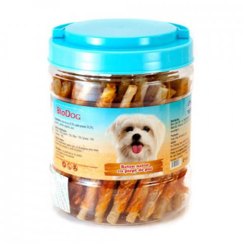 Recompense caini - RECOMPENSE PENTRU CAINI BIODOG BATON NATUR CU PIEPT DE PUI 500GR