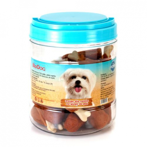 Recompense caini - RECOMPENSE PENTRU CAINI BIODOG PULPE DIN CALCIU CU PIEPT DE PUI 500G