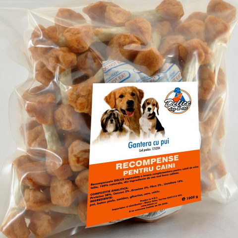 Recompense caini - RECOMPENSE PENTRU CAINI DELICE GANTERA CU PUI SET 1 KG/125204