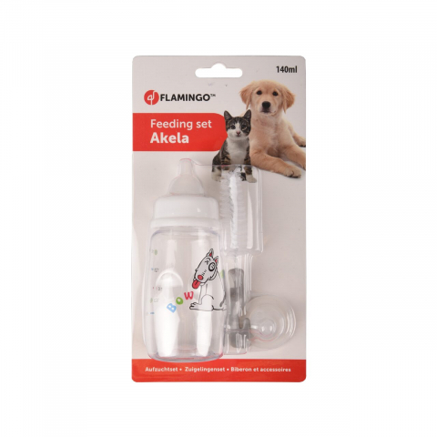 Diverse - SET BIBERON+TETINE+PERIE FLAMINGO PENTRU CAINI SI PISICI 140ML