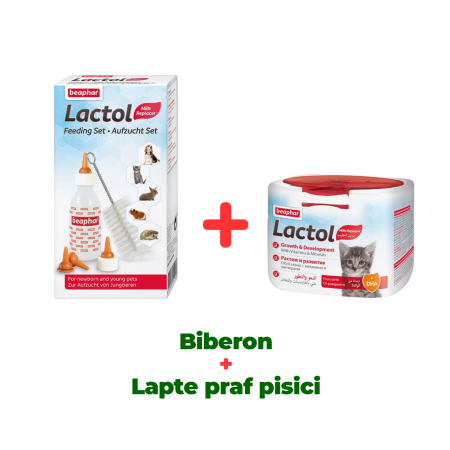 Pachete - Set de hrănire Lactol Beaphar + Lapte praf pisici, Lactol Kitten 250 gr