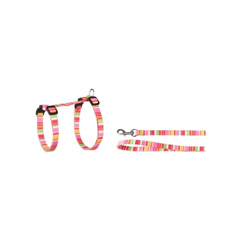 Zgarzi si hamuri pisici - SET HAM+LESA PENTRU PISICA FLAMINGO AMIRA PINK 20-35CMx10MM