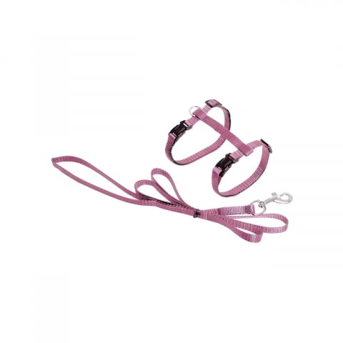 Zgarzi si hamuri pisici - SET HAM+LESA PENTRU PISICA FLAMINGO ZIGGI PINK 22-36CMx10MM