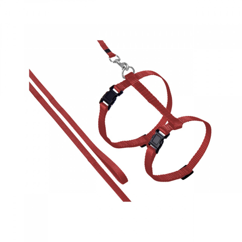 Zgarzi si hamuri pisici - SET HAM+LESA PENTRU PISICI FLAMINGO CULOARE ROSU 110CM/1CM