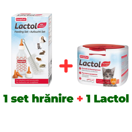 Pachete - Set de hrănire Lactol Beaphar + Lapte praf pisici, Lactol Kitten 250 gr