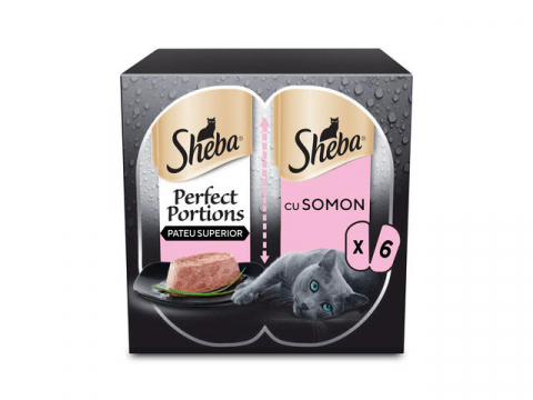 Hrana umeda pisici - Sheba Perfect Portions hrana umeda pentru pisici adulte, cu somon 6 x 37,5 g