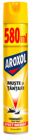 Insecticide pentru casă și fermă - Spray insecticid pentru muște și țânțari AROXOL, 580 ml, pentru spații închise, parfum de Eucalipt