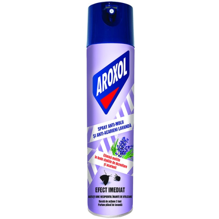 Insecticide pentru casă și fermă - Spray anti-molii și acarieni AROXOL, 250 ml, pentru haine și suprafețe textile, miros de lavandă