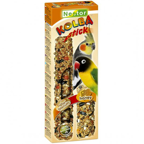 Păsări - Stick papagali adult cu biscuiți și miere 2 batoane/set – hrana naturală, vitamine și minerale
