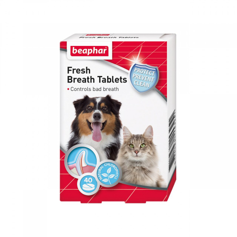 Suplimente si vitamine pisici - SUPLIMENT PENTRU CAINI SI PISICI BEAPHAR FRESH BREATH TABLETS 40TB/CUT