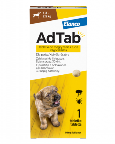 Promotii caini - Tableta antiparazitara pentru caini AdTab 1,3 - 2,5 kg (cut x 1tb)