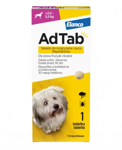 Promotii caini - Tableta antiparazitara pentru caini AdTab 2,5 - 5.5 kg (cut x 1tb)