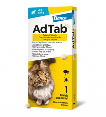 Antiparazitare externe pisici - Tableta antiparazitara pentru pisici AdTab 2-8 kg (cut x 1tb)
