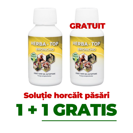 Antiparazitare pasari - 1+1 GRATIS - tratament si prevenție tuse, horcăit la păsări Herba-Top Broncho 100 ml
