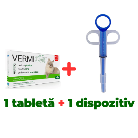 Pachete - Deparazitare internă pisici, Vermicat, 1 comprimat + Dispozitiv administrat capsule