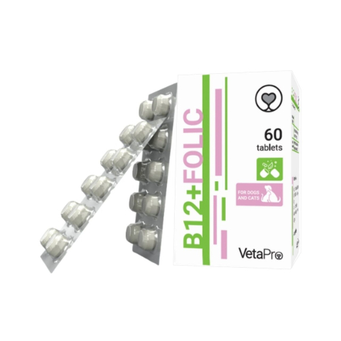 Farmacie veterinară - VETAPRO B12+ACID FOLIC 60TB/CUT SUPORT MULTIPLU CAINI SI PISICI