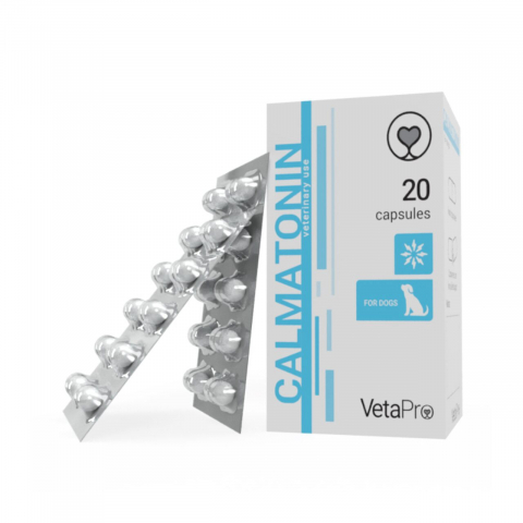 Farmacie veterinara - VETAPRO CALMATONIN 20CAPS/CUT AMELIORAREA ANXIETATII LA CAINI