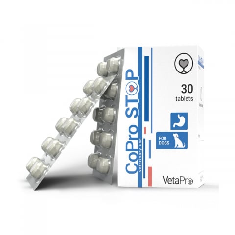 Afectiuni digestive caini - VETAPRO COPRO STOP 30CAPS/CUT SUPORT GASTROINTESTINAL CAINI