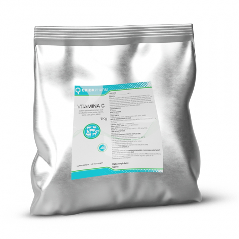 Suplimente - Vitamina C 1kg, pulbere pentru administrare orală la cabaline, bovine, ovine, caprine, suine, câini, pisici, păsări