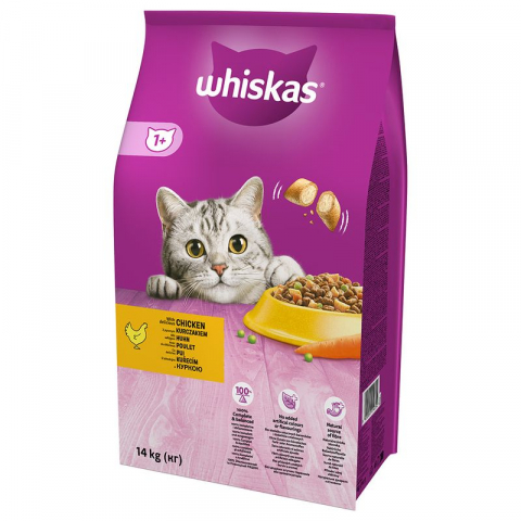 Hrana uscata pisici - Whiskas hrana uscata pentru pisici adulte cu Pui, Vita sau Peste 14 kg