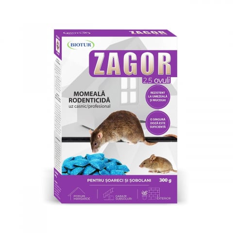 Raticide - ZAGOR OVULI 25 PPM – 3,6KG (12x300g) | Momeală Cerată Profesională cu Brodifacoum 0,0025%