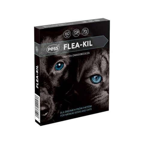 Farmacie veterinara - ZGARDA ANTIPARAZITARA (GRI) CU GERANIOL CAINI TALIE MEDIE SI PISICI FLEA-KILL 60CM