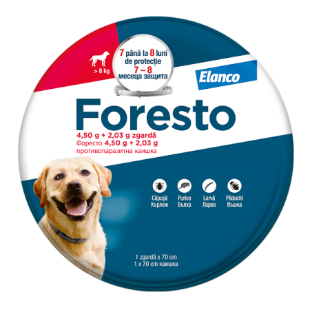 Zgardă antiparazitară Foresto câini mai mari de 8 KG