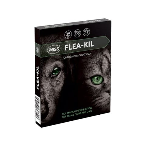 Farmacie veterinara - ZGARDA ANTIPARAZITARA (GRI) CU GERANIOL CAINI TALIE MICA SI PISICI FLEA-KILL 35CM