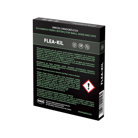 ZGARDA ANTIPARAZITARA (GRI) CU GERANIOL CAINI TALIE MICA SI PISICI FLEA-KILL 35CM [1]