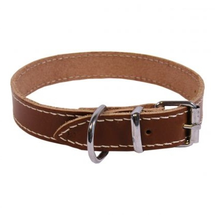 Zgărzi, lese, hamuri câini - Zgardă câini adult piele naturală maro deschis 4/60 cm